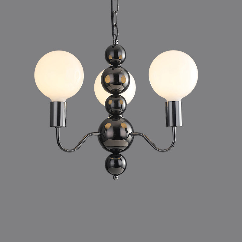 WOMO Glass Globe Black Arm Chandelier-WM2173