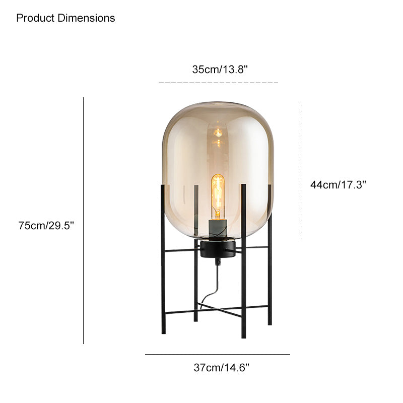 WOMO Smoked Glass Lantern Table Lamp-WM8012