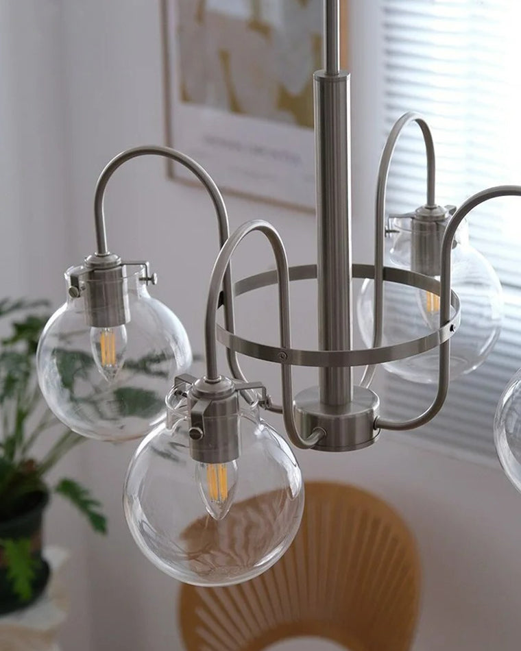 WOMO Clear Glass Globe Arm Chandelier-WM2719