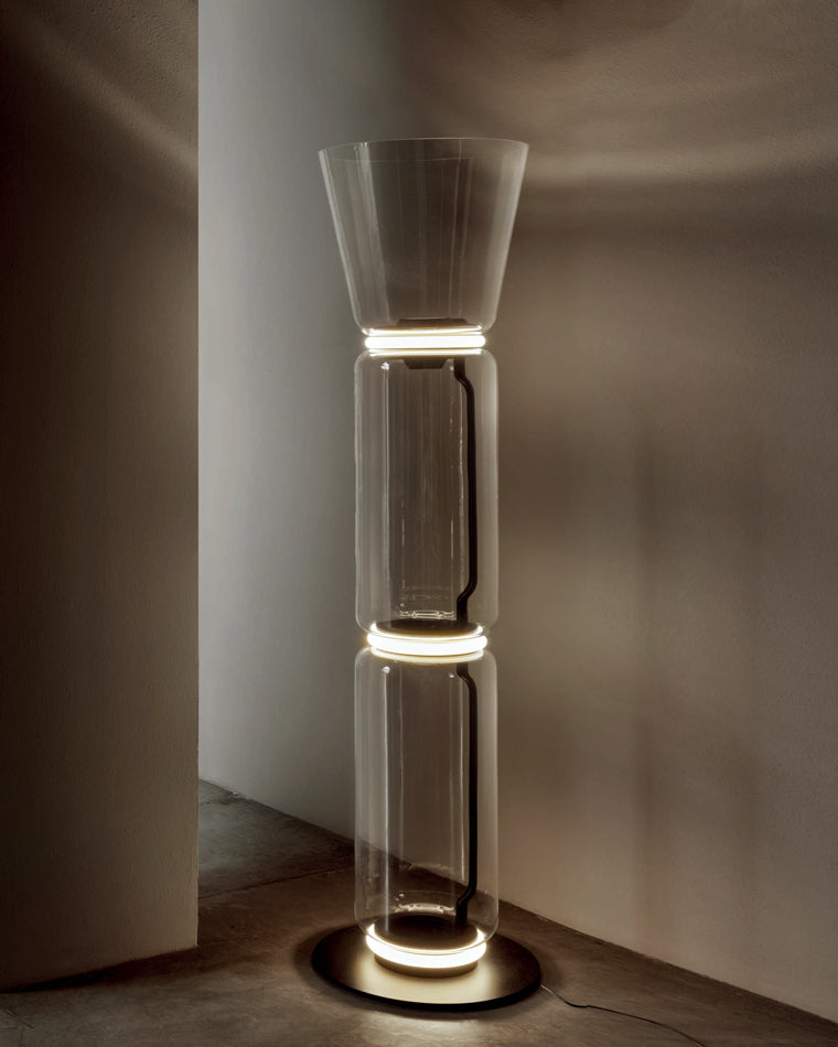 WOMO Glass Column Torchiere Floor Lamp-WM7018