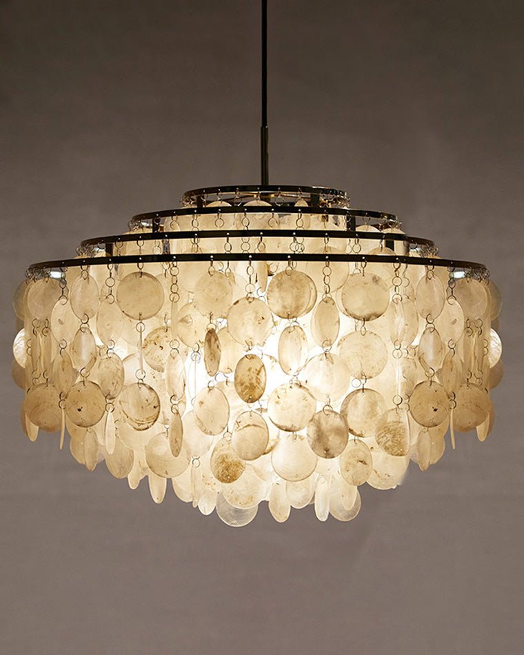 WOMO Tiered Capiz Round Chandelier-WM2346