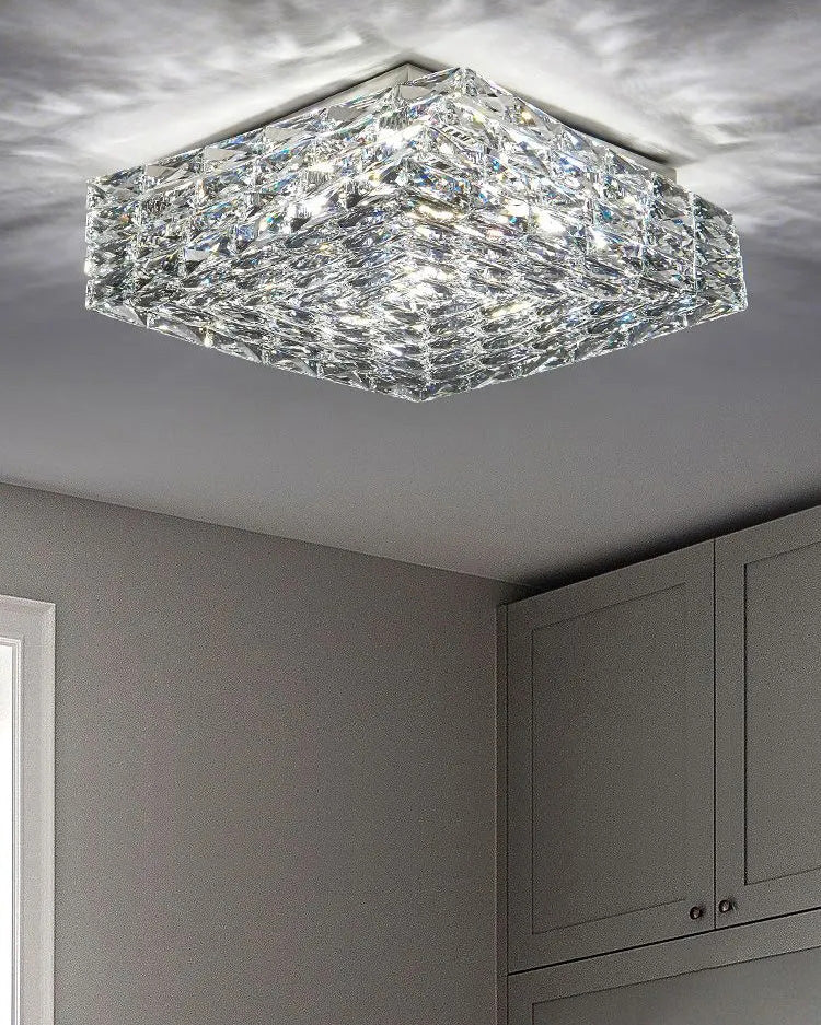 WOMO Square Crystal Flush Mount Ceiling Light-WM1130