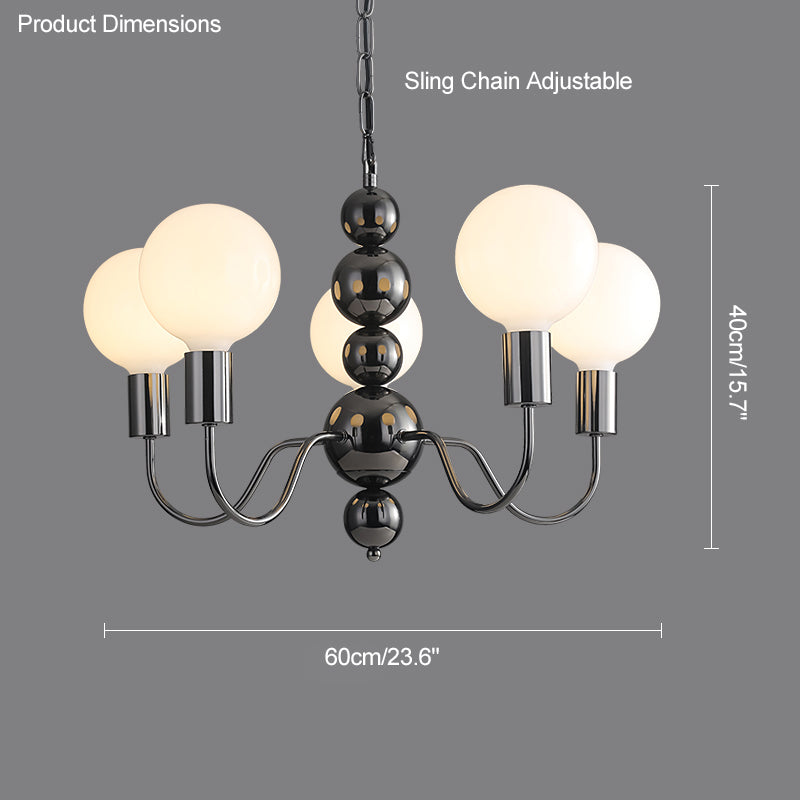 WOMO Glass Globe Black Arm Chandelier-WM2173