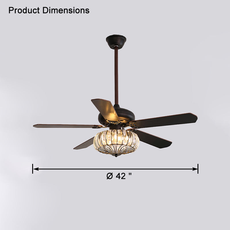 WOMO Vintage Crystal Ceiling Fan Lamp-WM5122