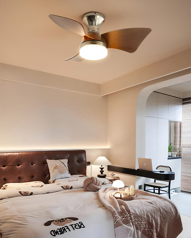WOMO Small Silver Low Profile Ceiling Fan Lamp - WM5150