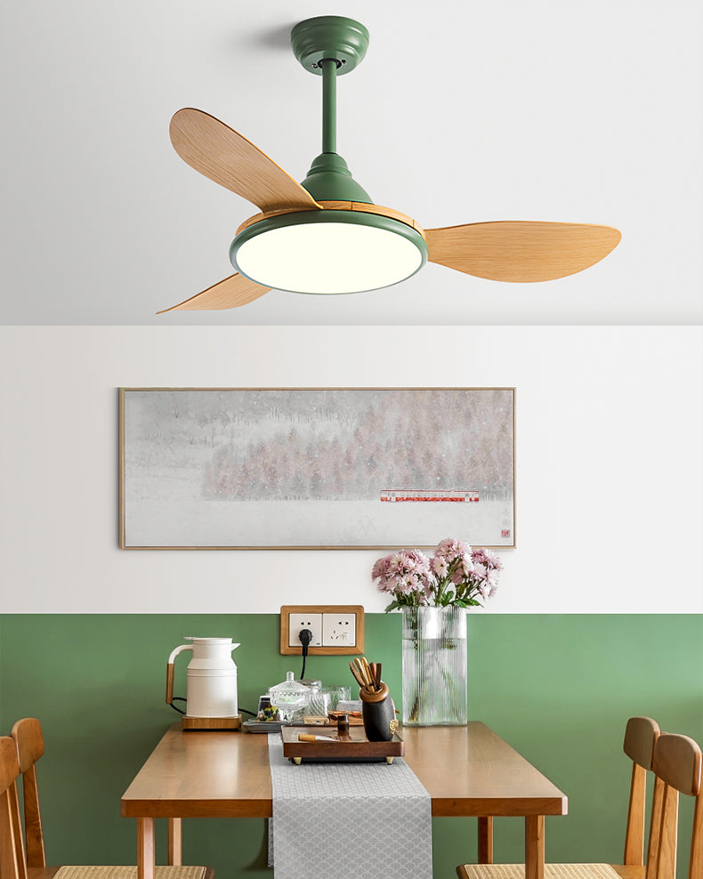 WOMO Modern Oak-look Ceiling Fan Lamp - WM5185