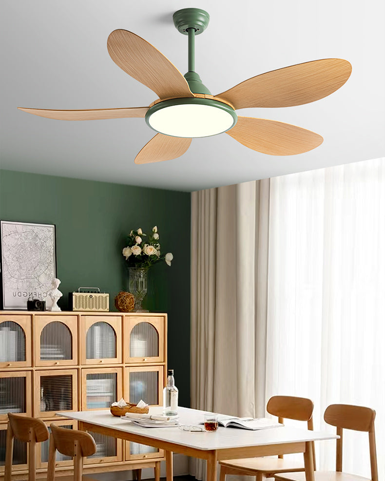 WOMO Modern Oak-look Ceiling Fan Lamp - WM5185