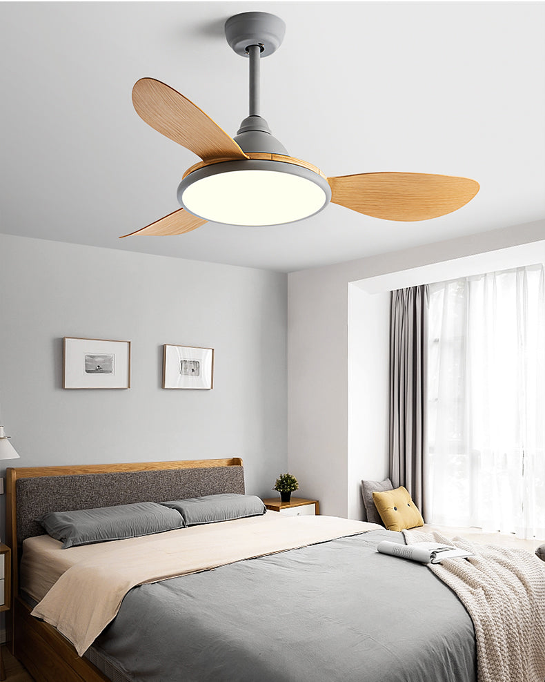 WOMO Modern Oak-look Ceiling Fan Lamp - WM5185