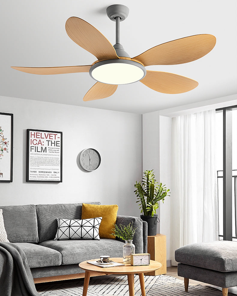 WOMO Modern Oak-look Ceiling Fan Lamp - WM5185