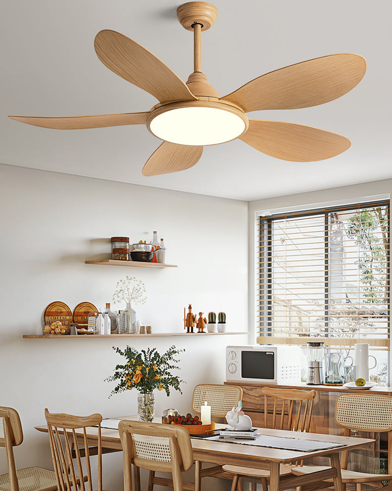 WOMO Modern Oak-look Ceiling Fan Lamp - WM5185