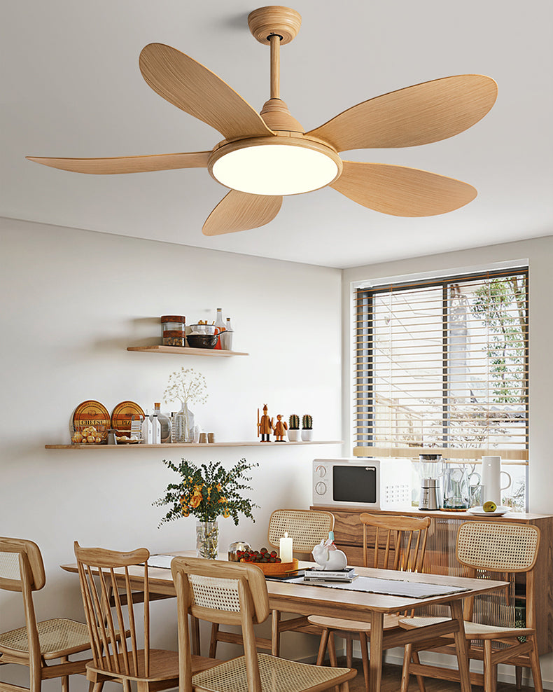 WOMO Modern Oak-look Ceiling Fan Lamp - WM5185