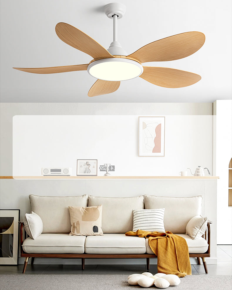 WOMO Modern Oak-look Ceiling Fan Lamp - WM5185