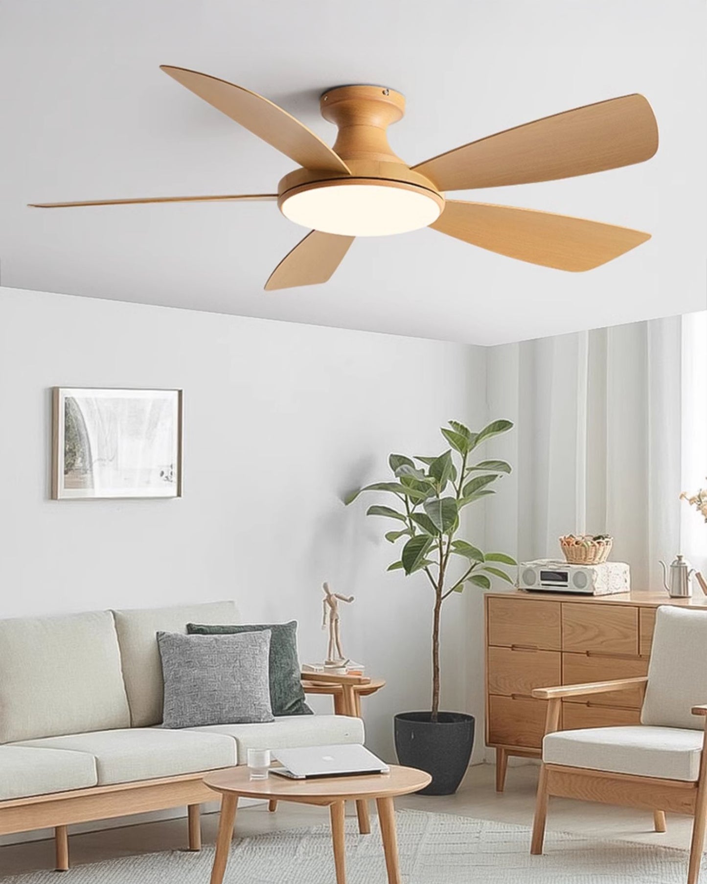 WOMO Modern Low Profile Ceiling Fan Lamp - WM5190