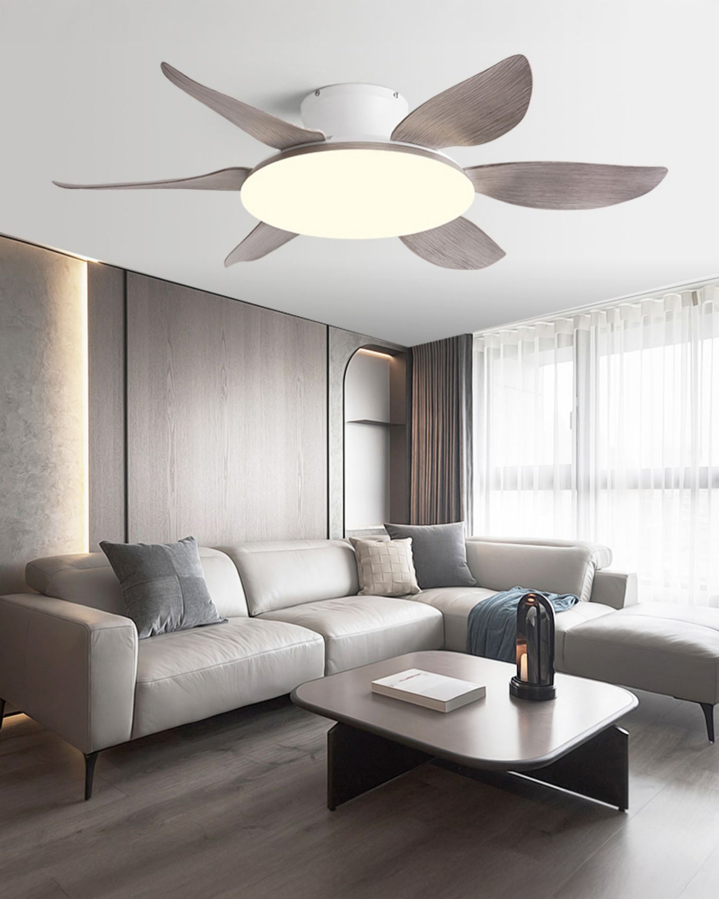WOMO 6 Blade Low Profile Ceiling Fan with Bright Light - WM5191