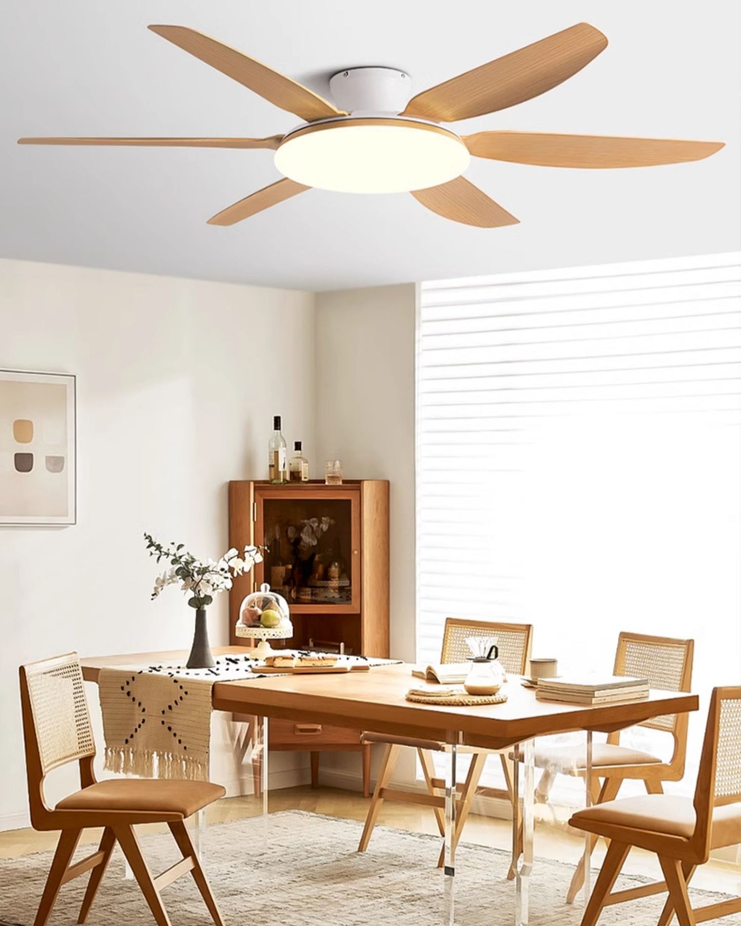 WOMO 6 Blade Low Profile Ceiling Fan with Bright Light - WM5191