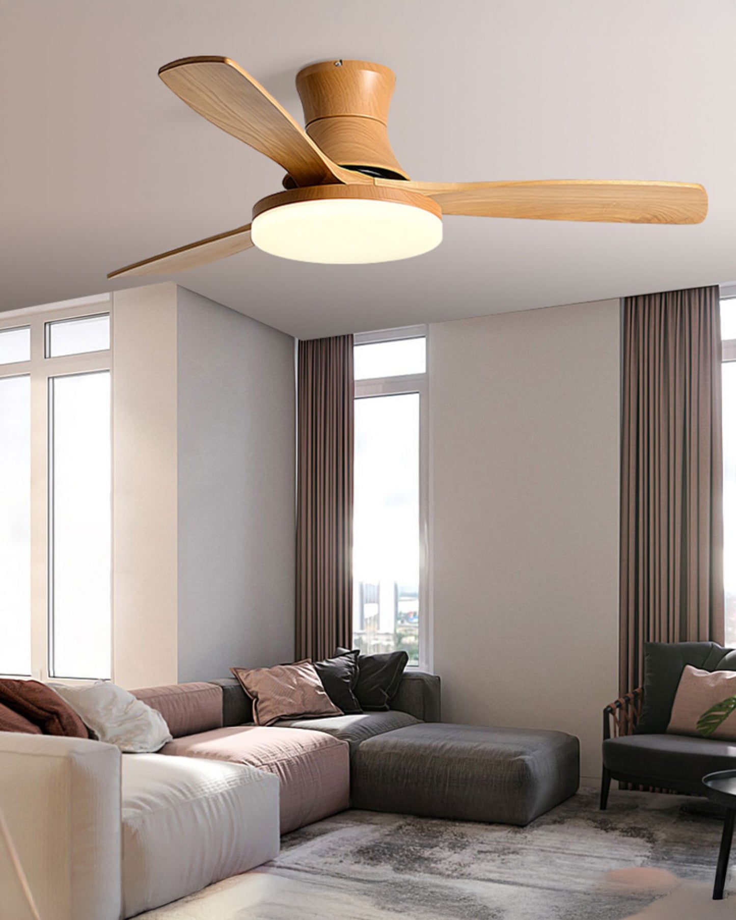 WOMO Modern Low Profile Ceiling Fan Lamp - WM5198