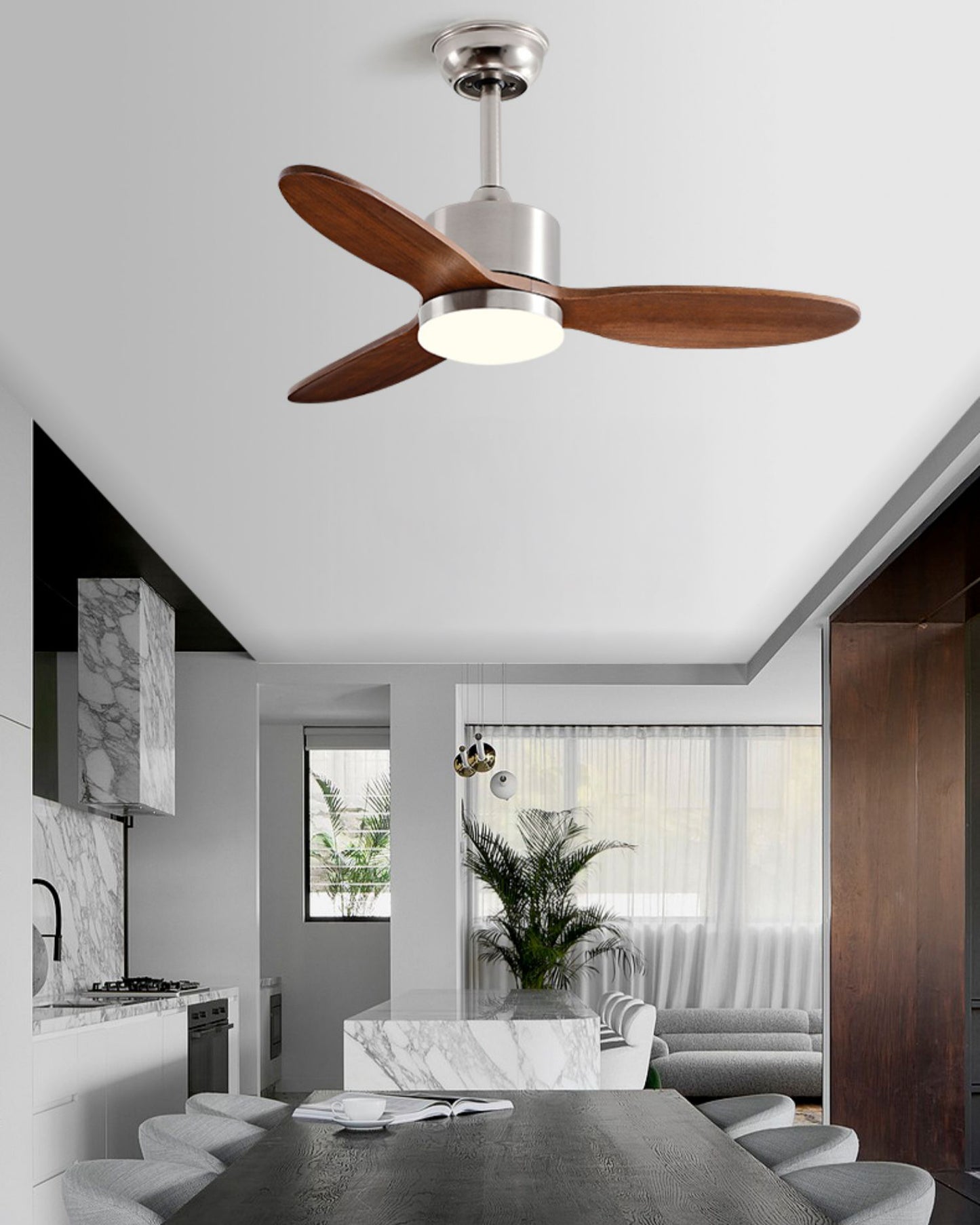 WOMO Mid Century Modern Ceiling Fan Lamp-WM5204