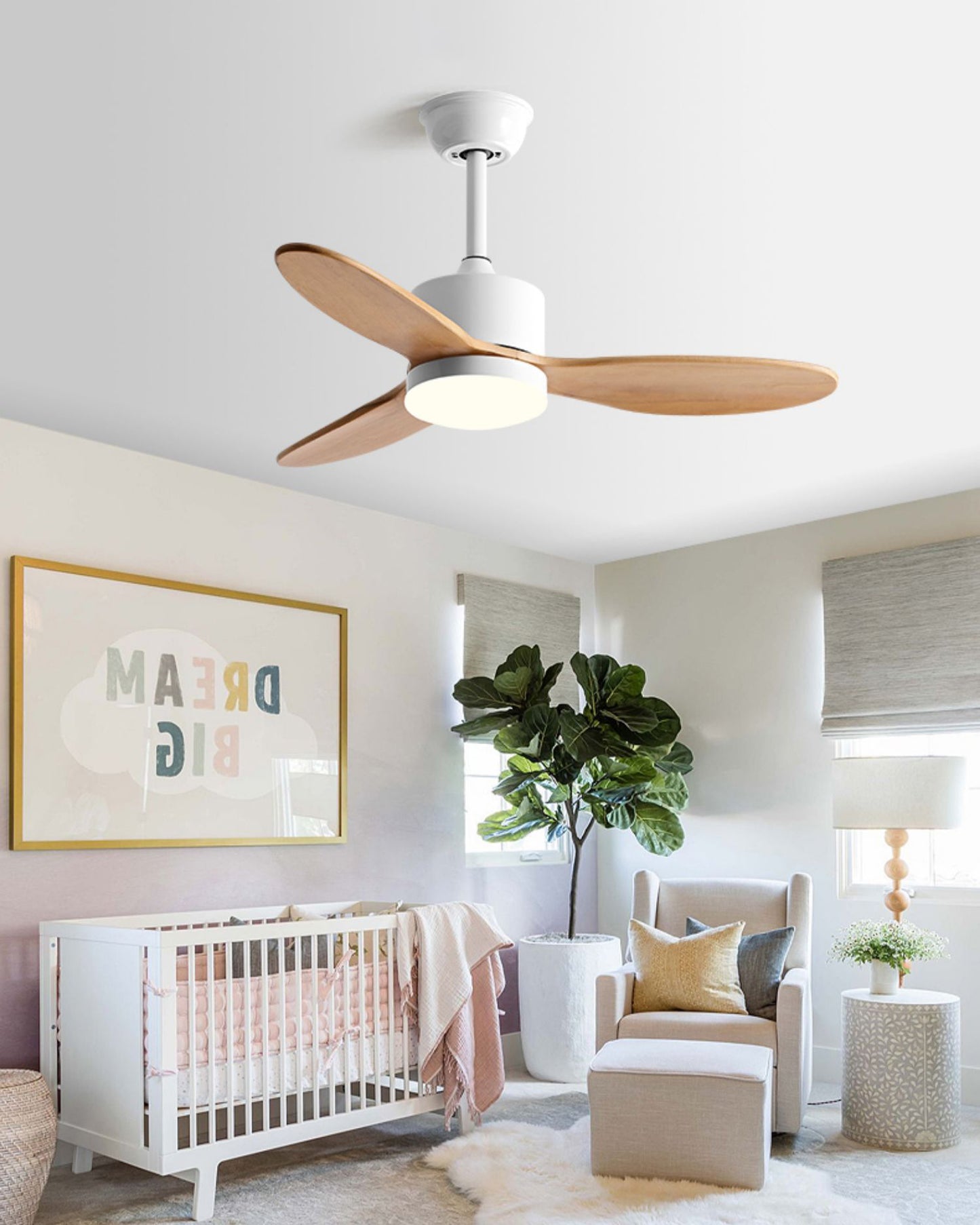 WOMO Mid Century Modern Ceiling Fan Lamp-WM5204