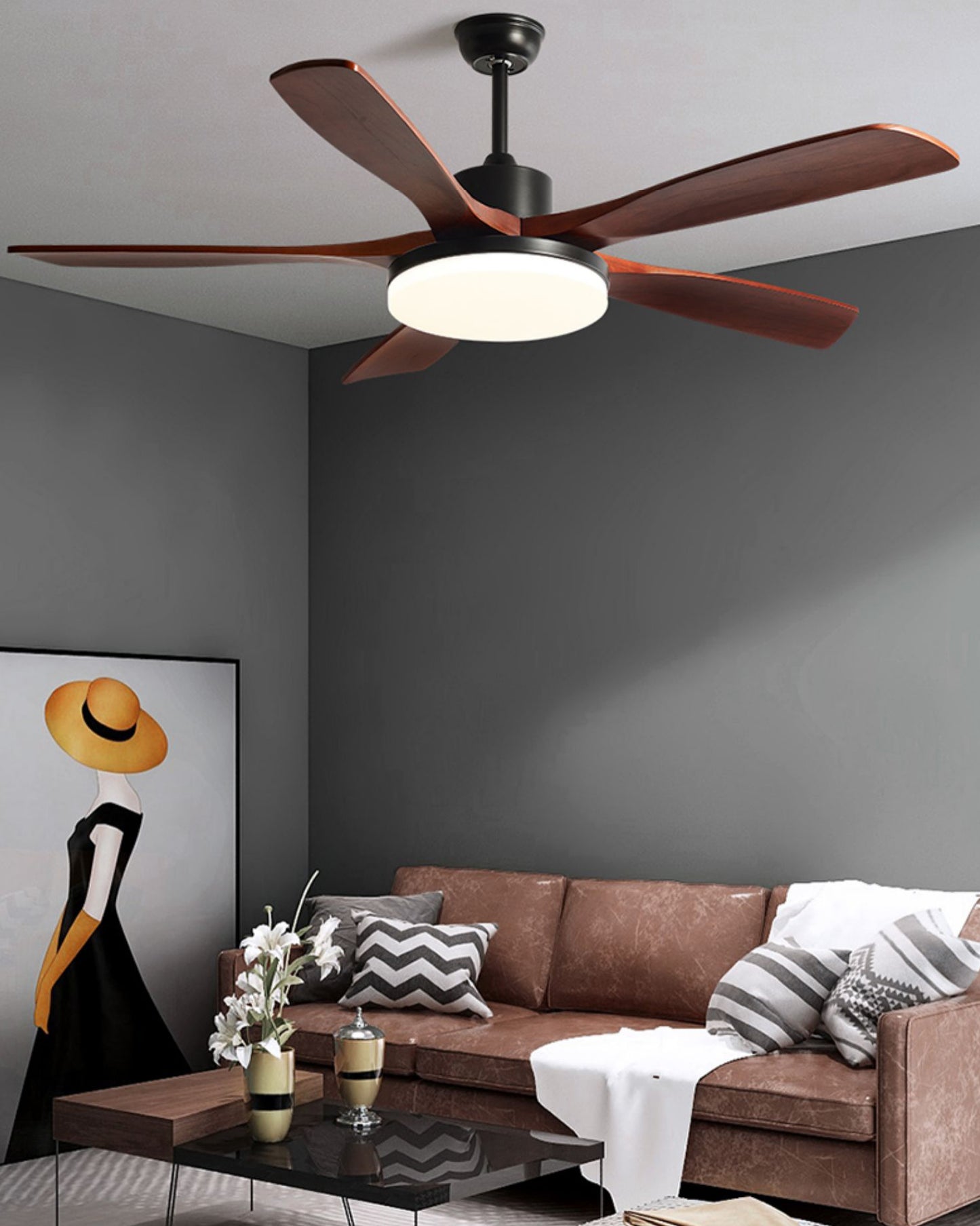 WOMO 5 Blade Modern Ceiling Fan Lamp - WM5206