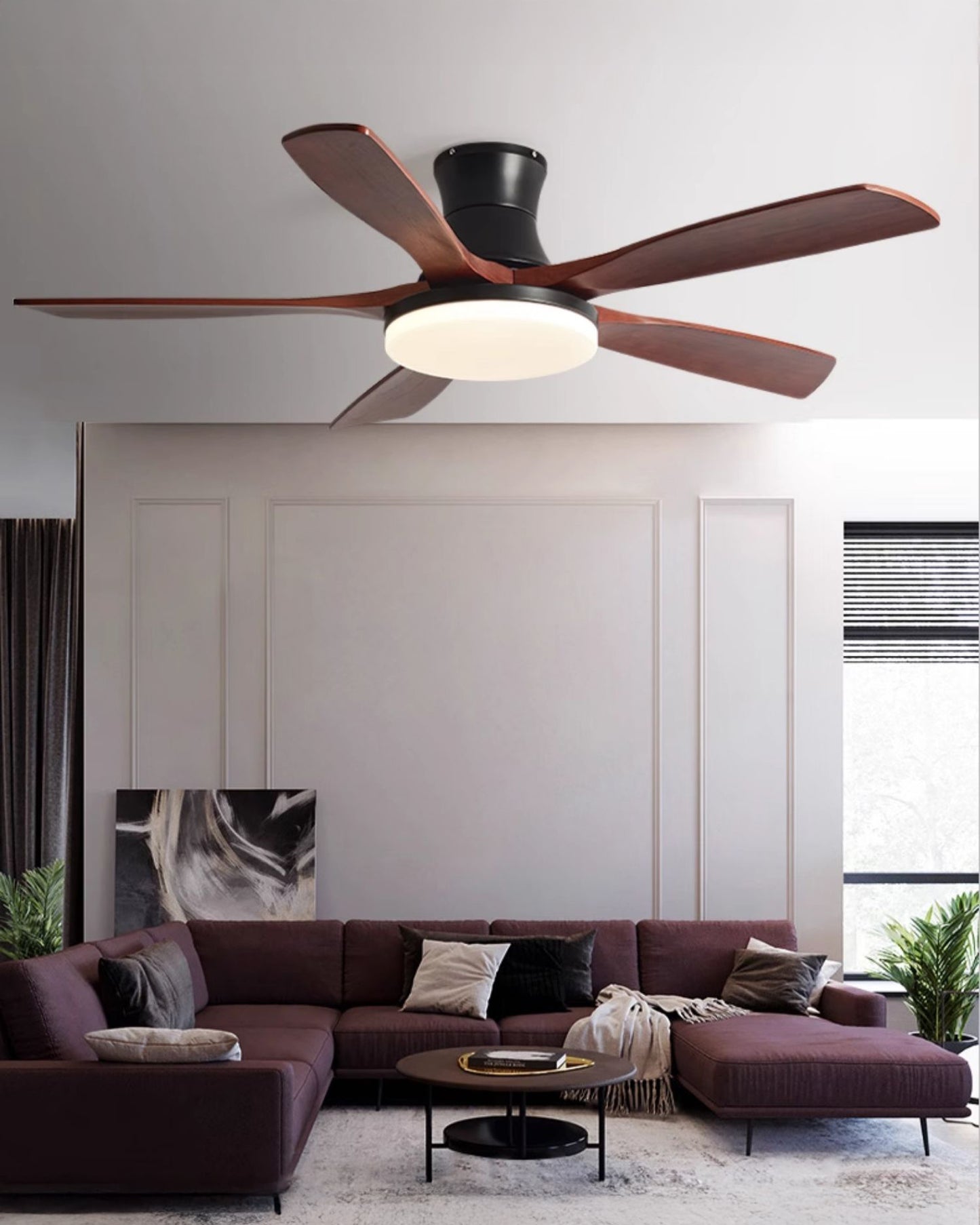WOMO 5 Blade Low Profile Ceiling Fan Lamp - WM5208