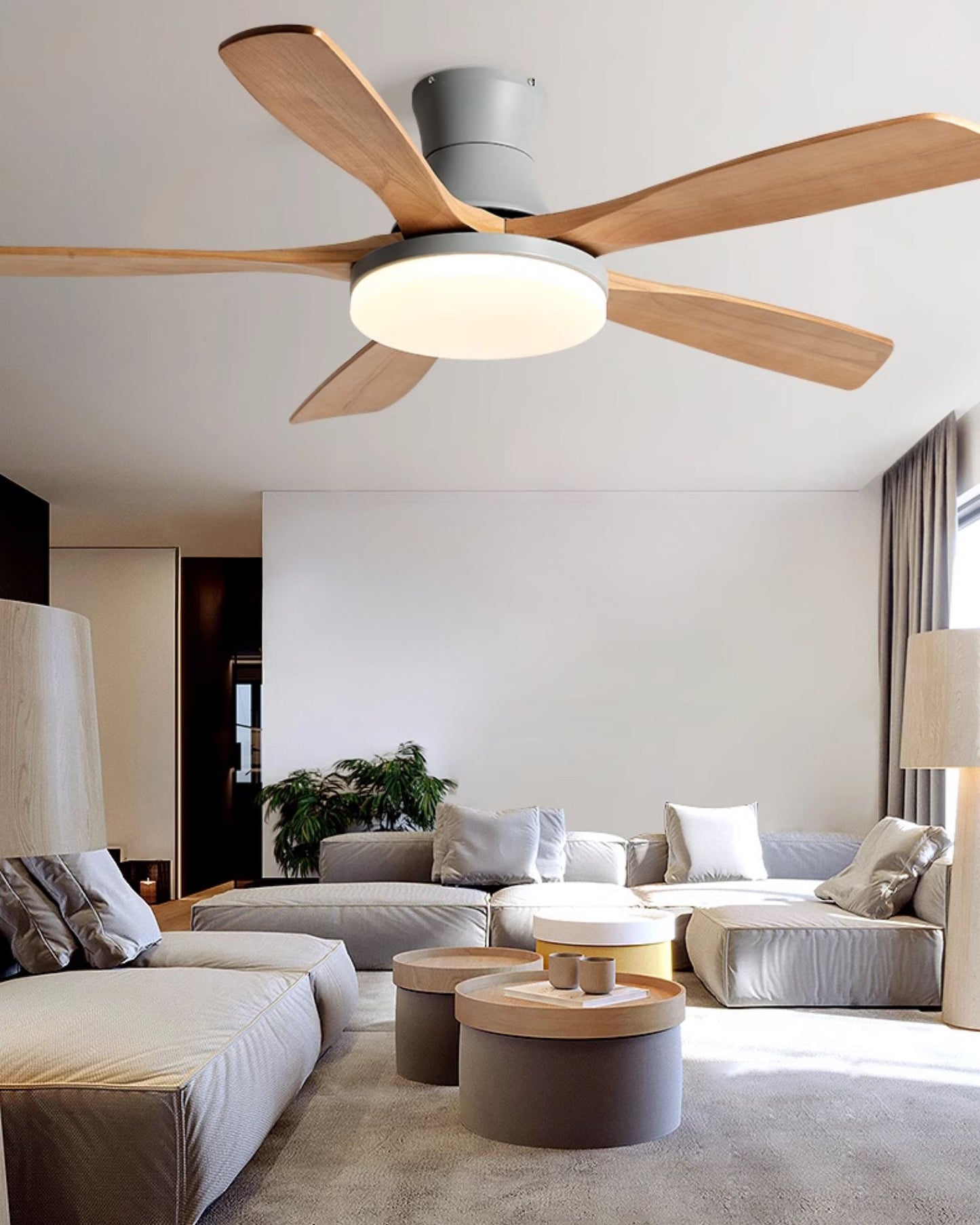 WOMO 5 Blade Low Profile Ceiling Fan Lamp - WM5208