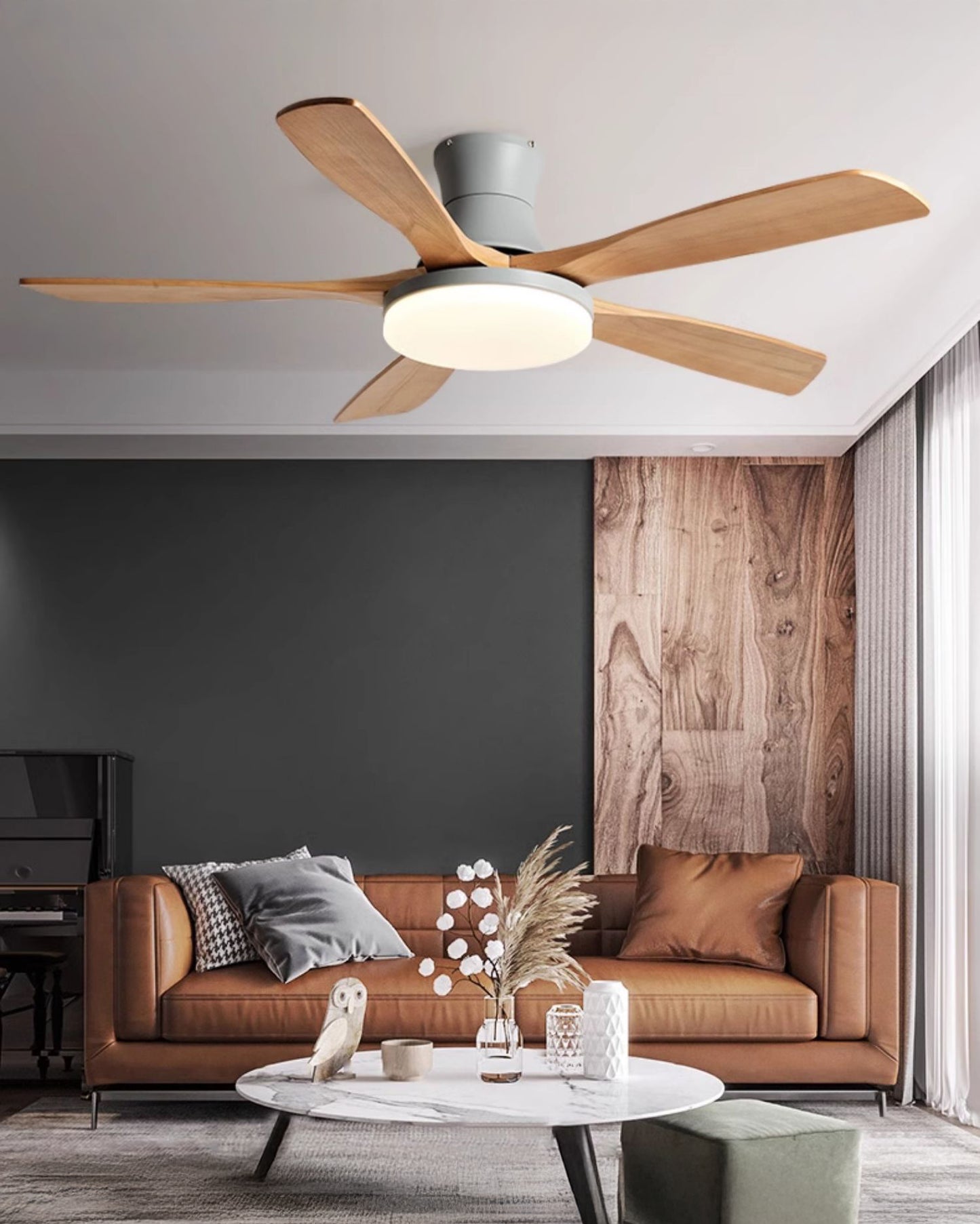 WOMO 5 Blade Low Profile Ceiling Fan Lamp - WM5208