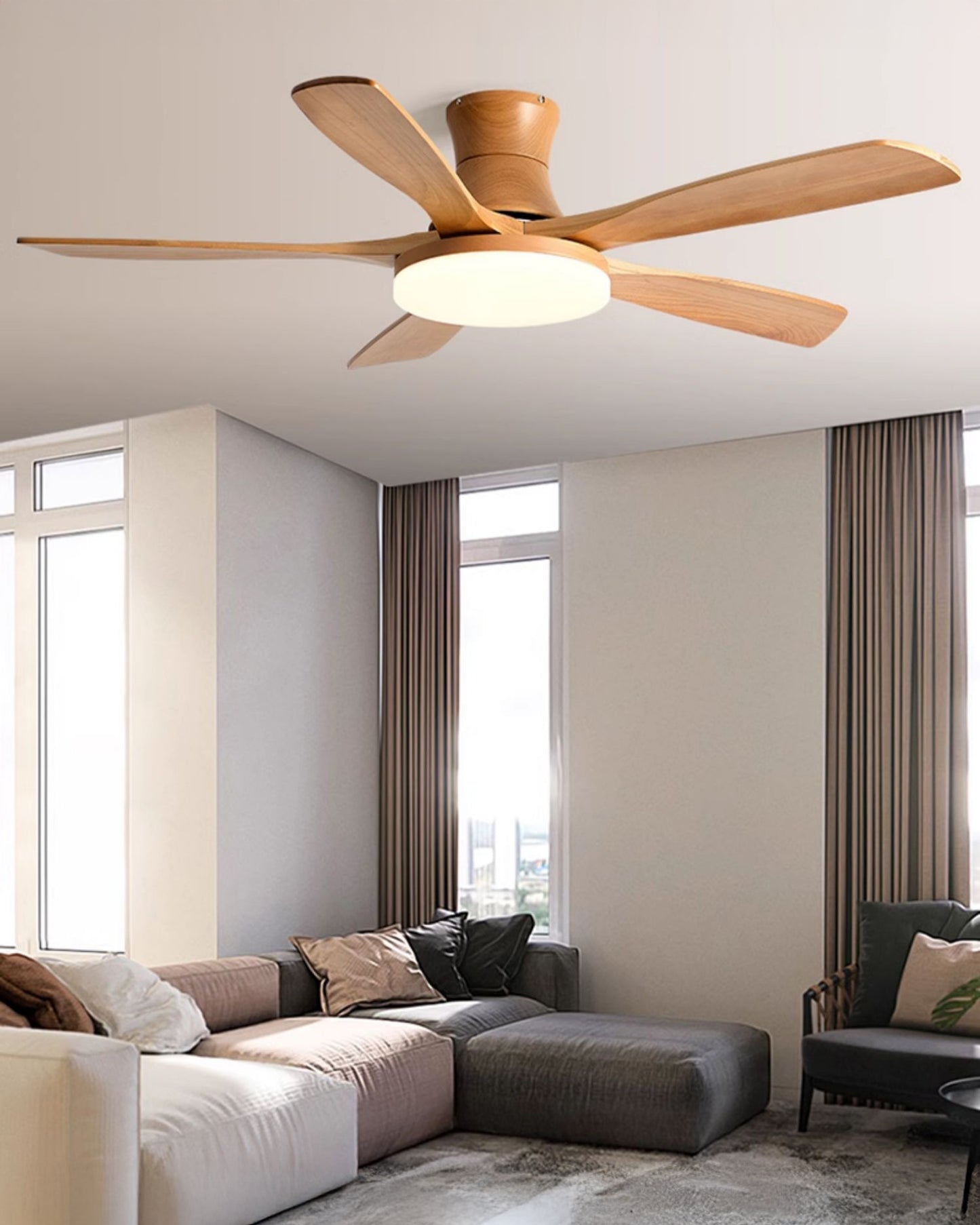 WOMO 5 Blade Low Profile Ceiling Fan Lamp - WM5208