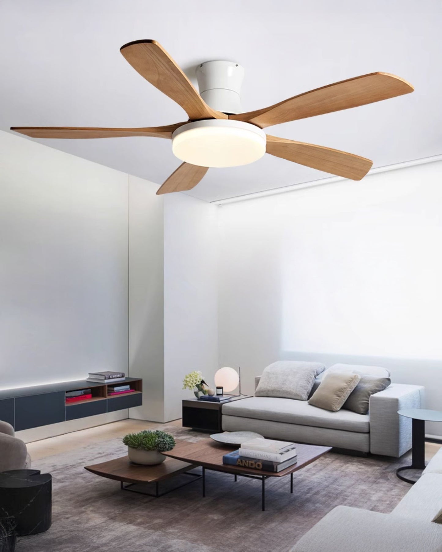 WOMO 5 Blade Low Profile Ceiling Fan Lamp - WM5208