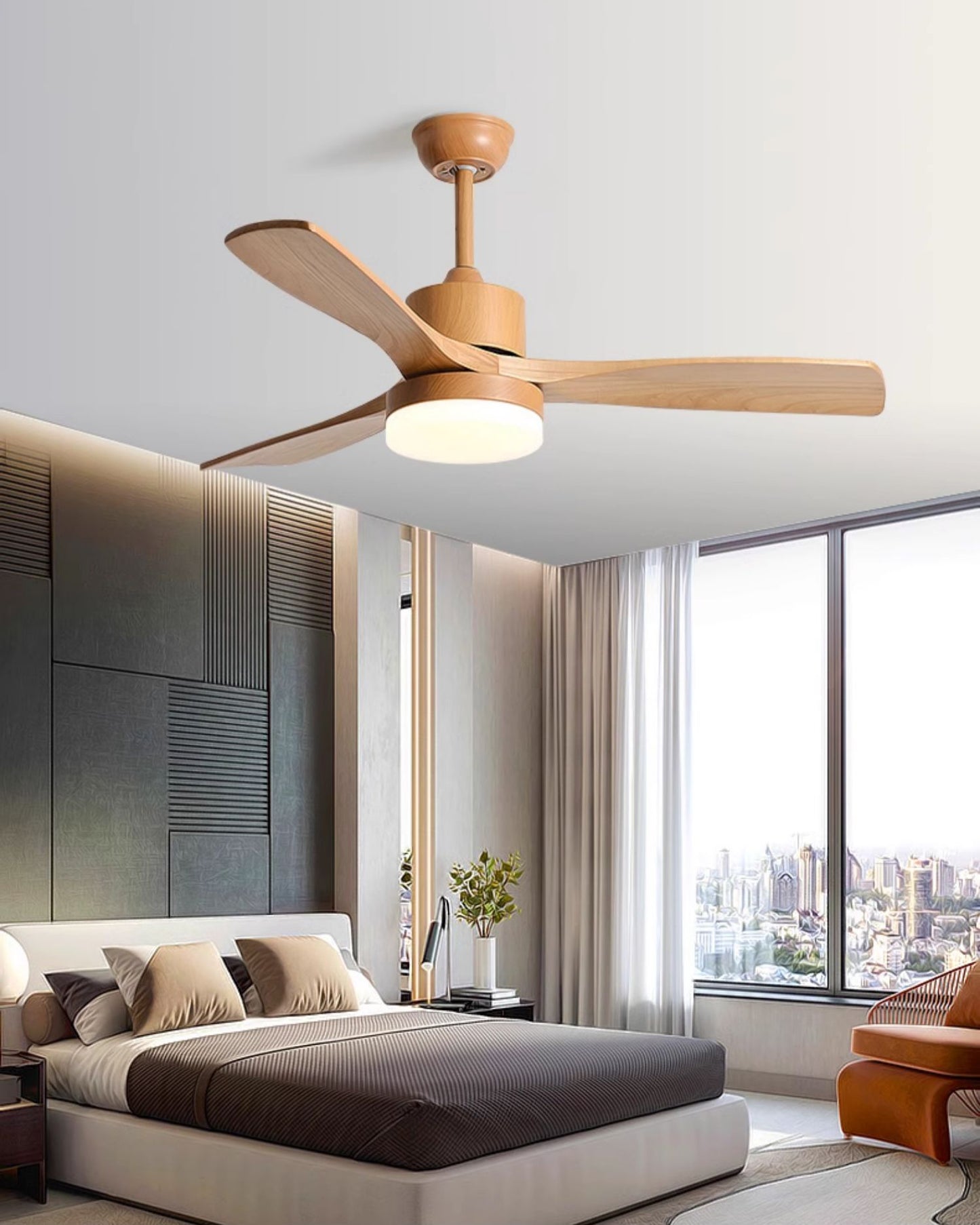WOMO Modern Wood Ceiling Fan Lamp - WM5209