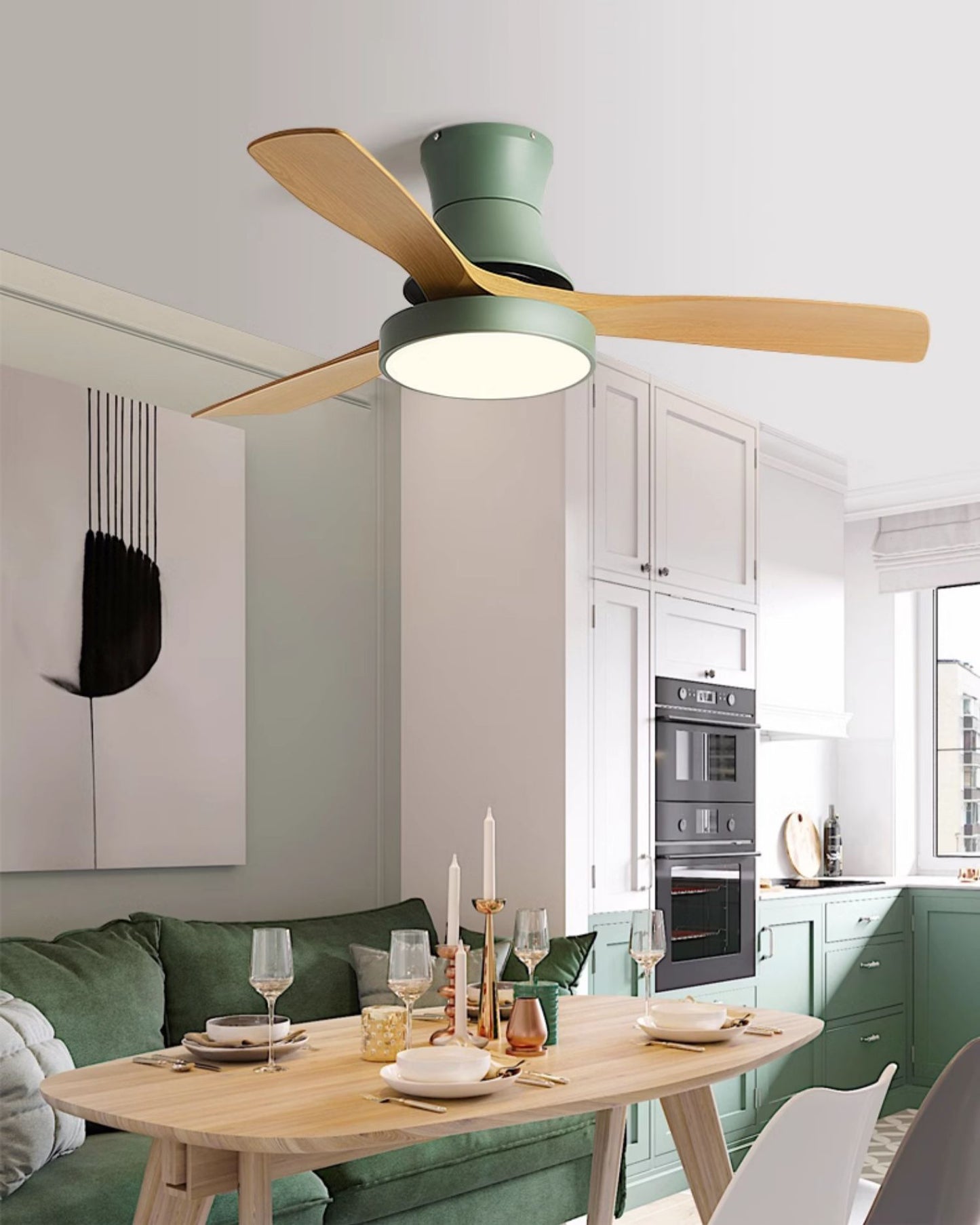 WOMO Modern Low Profile Ceiling Fan Lamp-WM5214