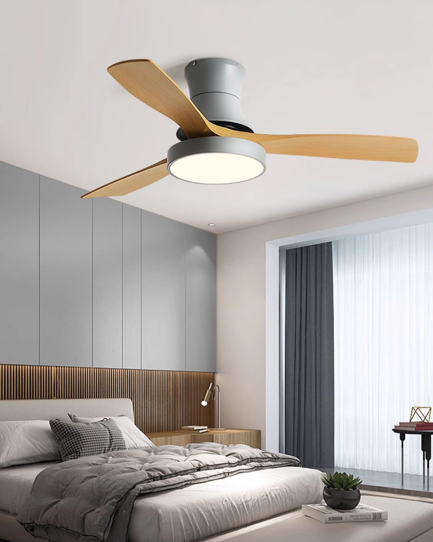 WOMO Modern Low Profile Ceiling Fan Lamp-WM5214