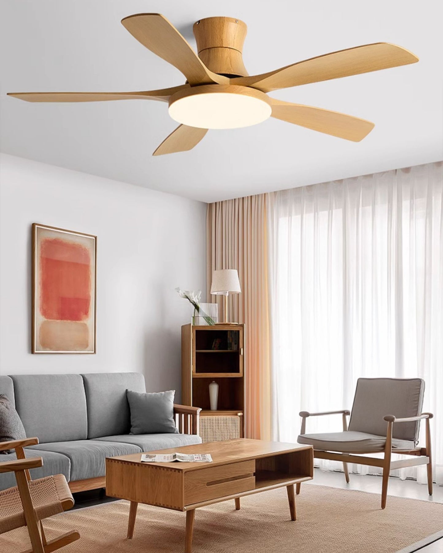 WOMO Modern Low Profile Ceiling Fan Lamp-WM5214