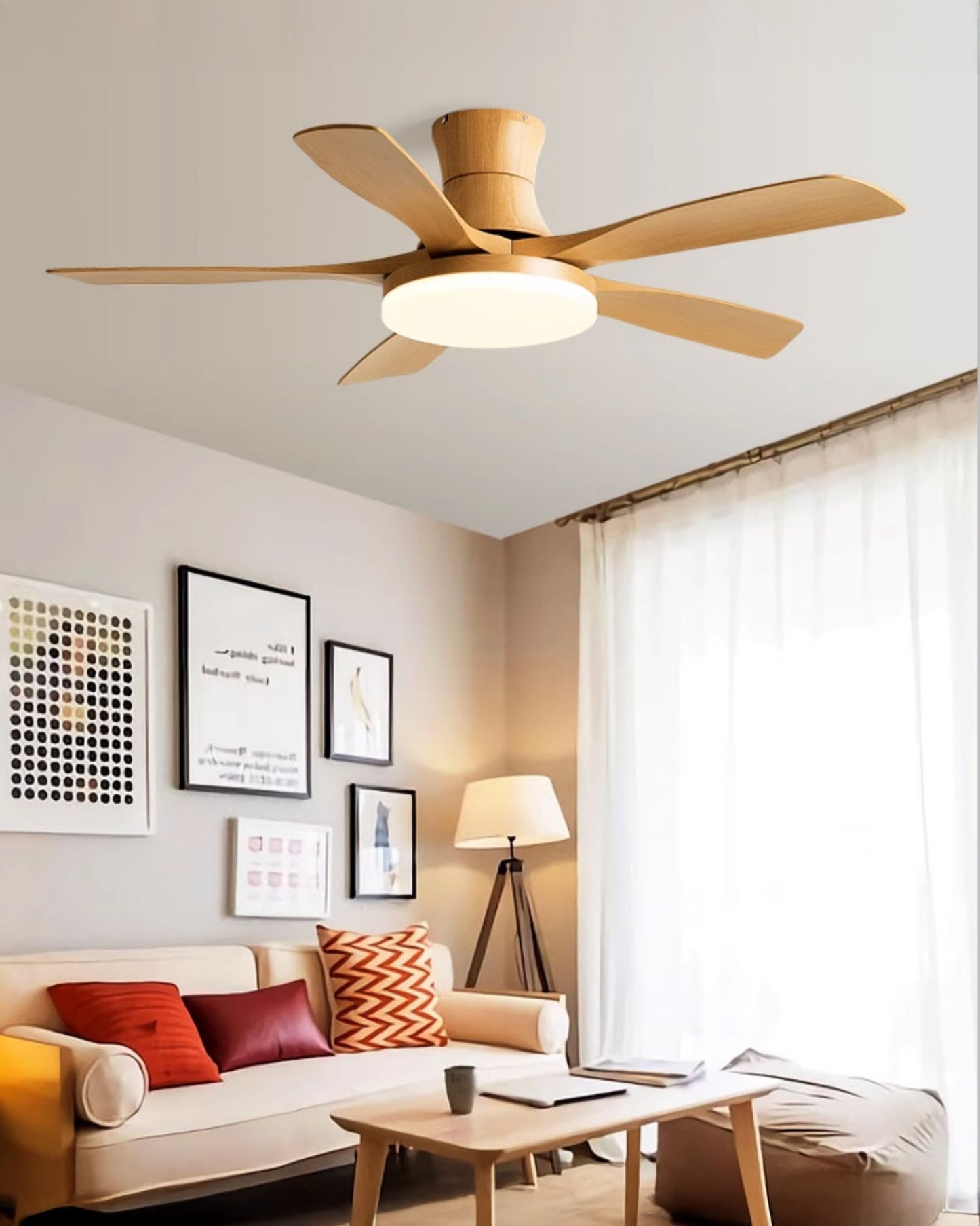 WOMO Modern Low Profile Ceiling Fan Lamp-WM5214