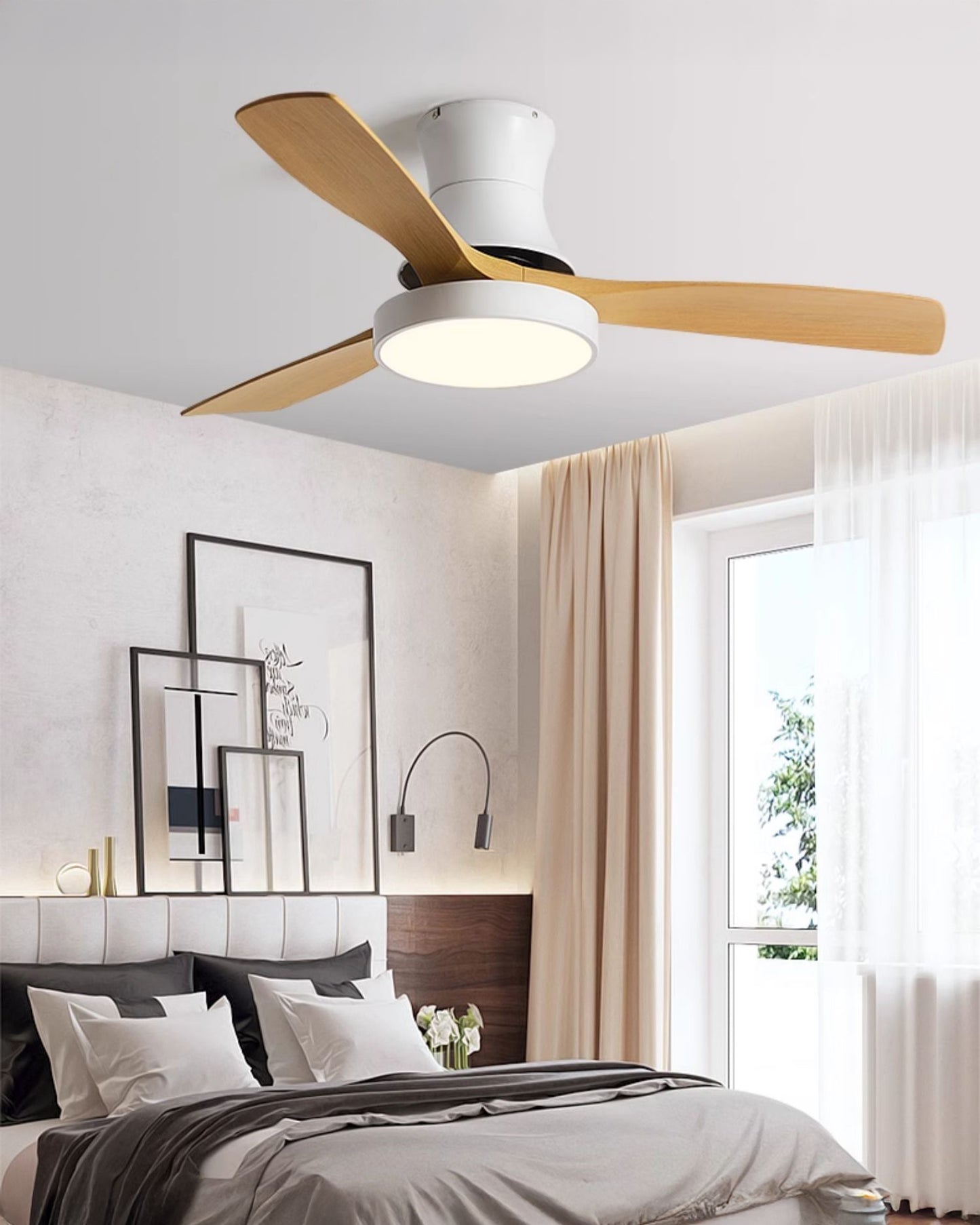 WOMO Modern Low Profile Ceiling Fan Lamp-WM5214