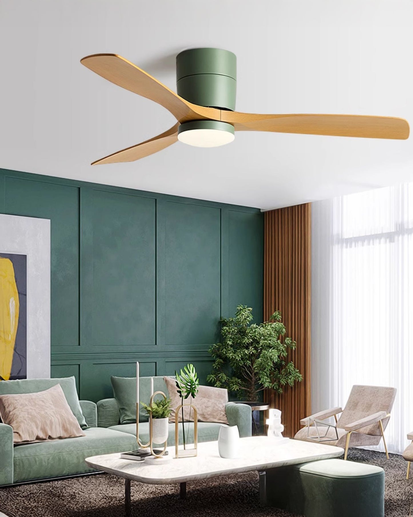WOMO Modern Low Profile Ceiling Fan Lamp-WM5215