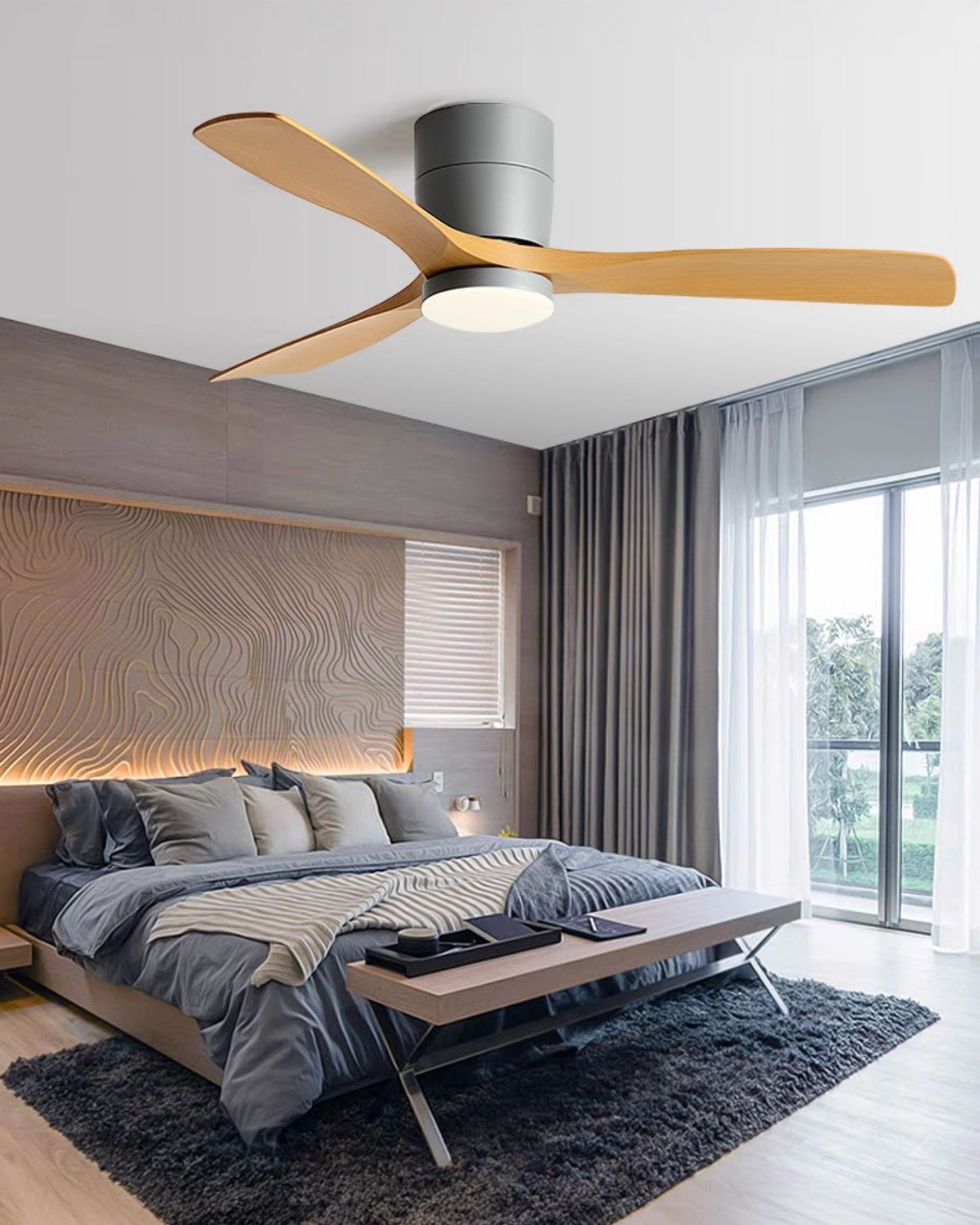 WOMO Modern Low Profile Ceiling Fan Lamp-WM5215