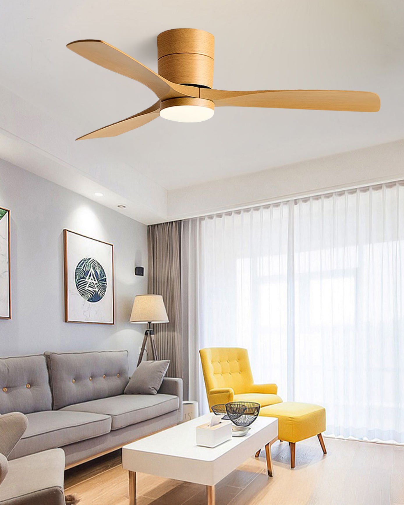 WOMO Modern Low Profile Ceiling Fan Lamp-WM5215