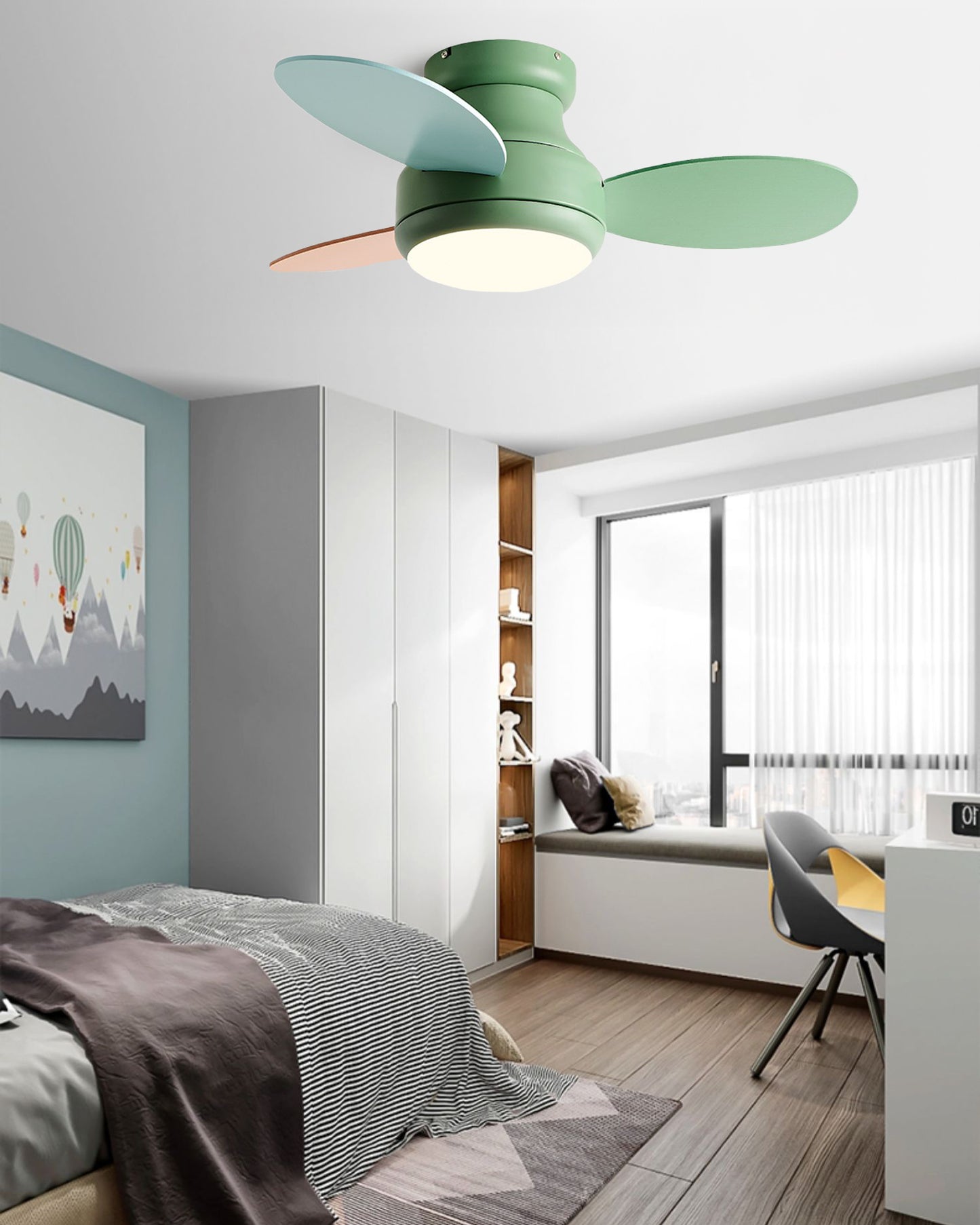 WOMO 38 Inch Children Low Profile Ceiling Fan Lamp-WM5220