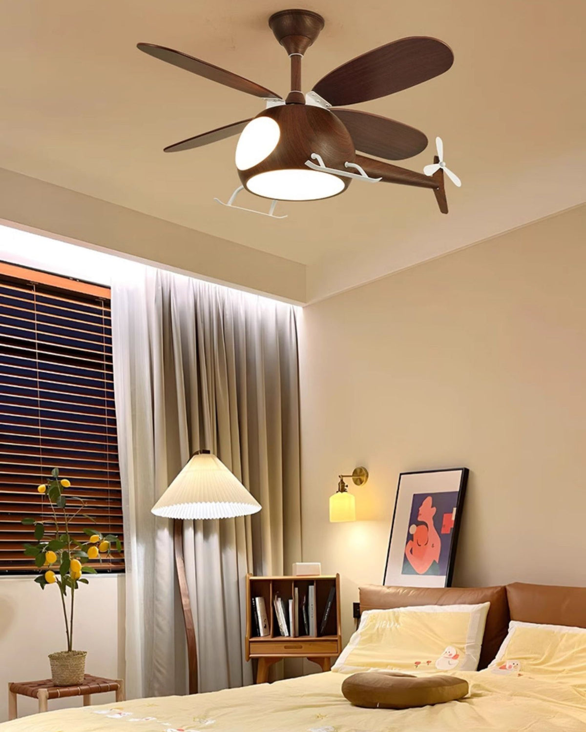 WOMO Airplane Ventilateur de plafond pour enfants avec lumière - WM5264