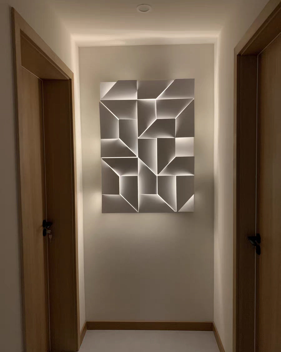 WOMO Rectangular Sculptural Art Wall Sconce-WM6020