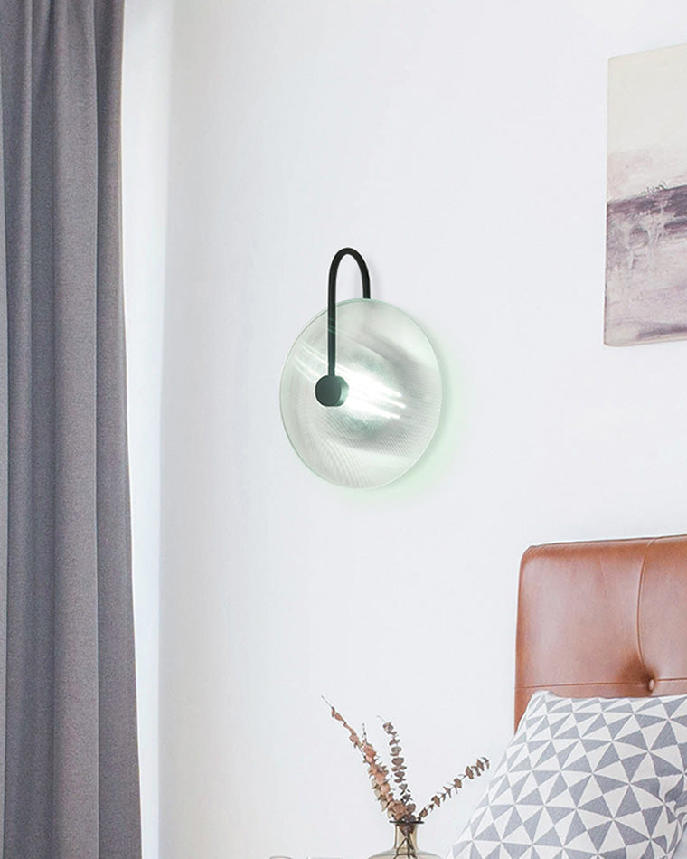 WOMO Ribbed Glass Disc Wall Sconce-WM6028