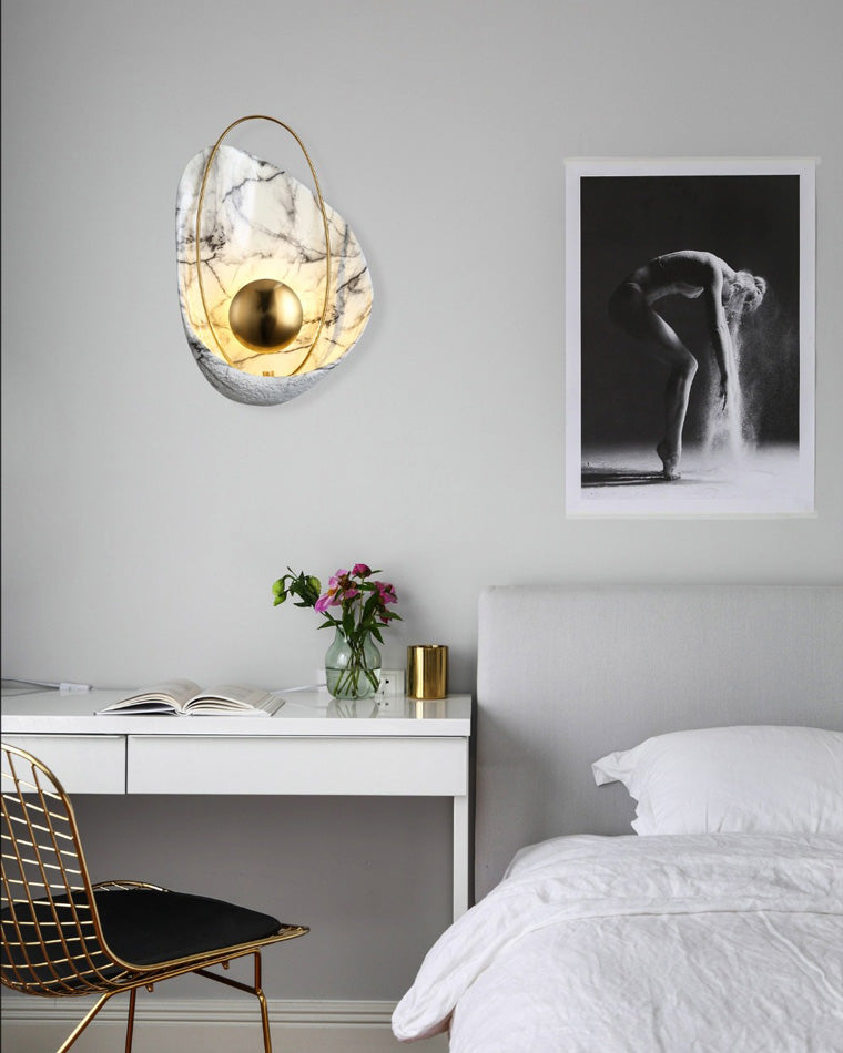 WOMO Marble Sculptural Art Wall Sconce-WM6036