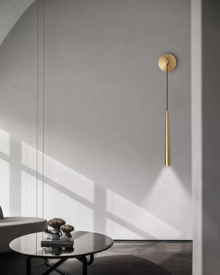 WOMO Dimmable Hanging Cone Brass Wall Sconce-WM6093