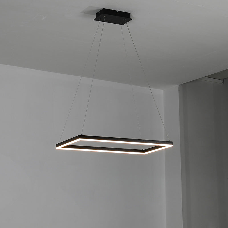 WOMO Black Tiered Rectangular Chandelier-WM2120