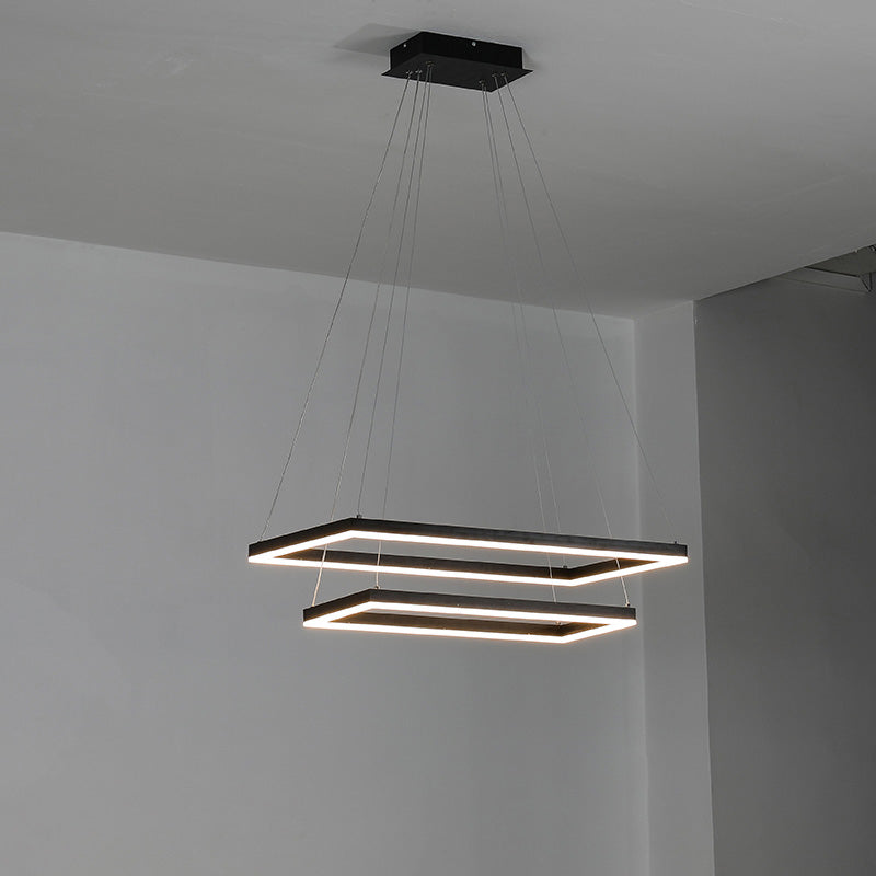 WOMO Black Tiered Rectangular Chandelier-WM2120
