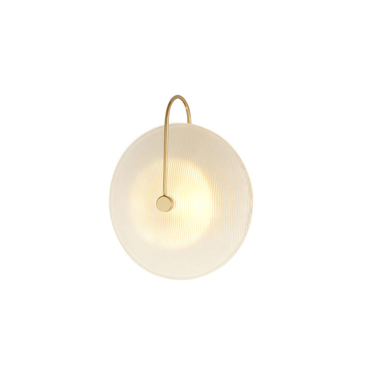 WOMO Ribbed Glass Disc Wall Sconce-WM6028