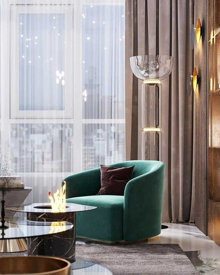 WOMO Glass Column Torchiere Floor Lamp-WM7018