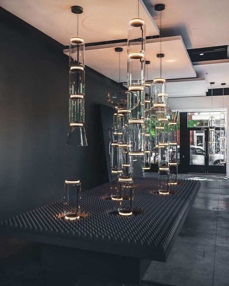 WOMO Glass Column Torchiere Floor Lamp-WM7018