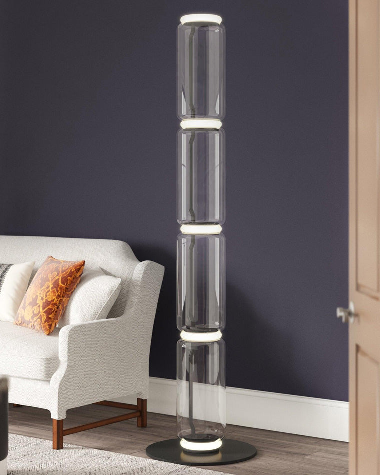 WOMO Glass Column Torchiere Floor Lamp-WM7018