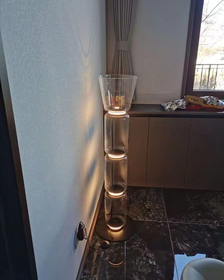 WOMO Glass Column Torchiere Floor Lamp-WM7018
